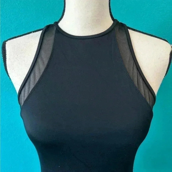 Topshop black mesh open backed one piece swimsuit in size 6 - Picture 3 of 6